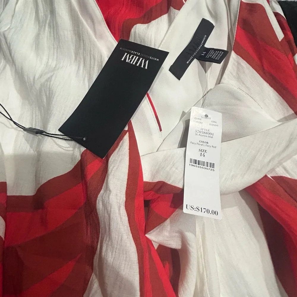 White House Black Market Asymmetrical Red and White Dress - Picture 6 of 6